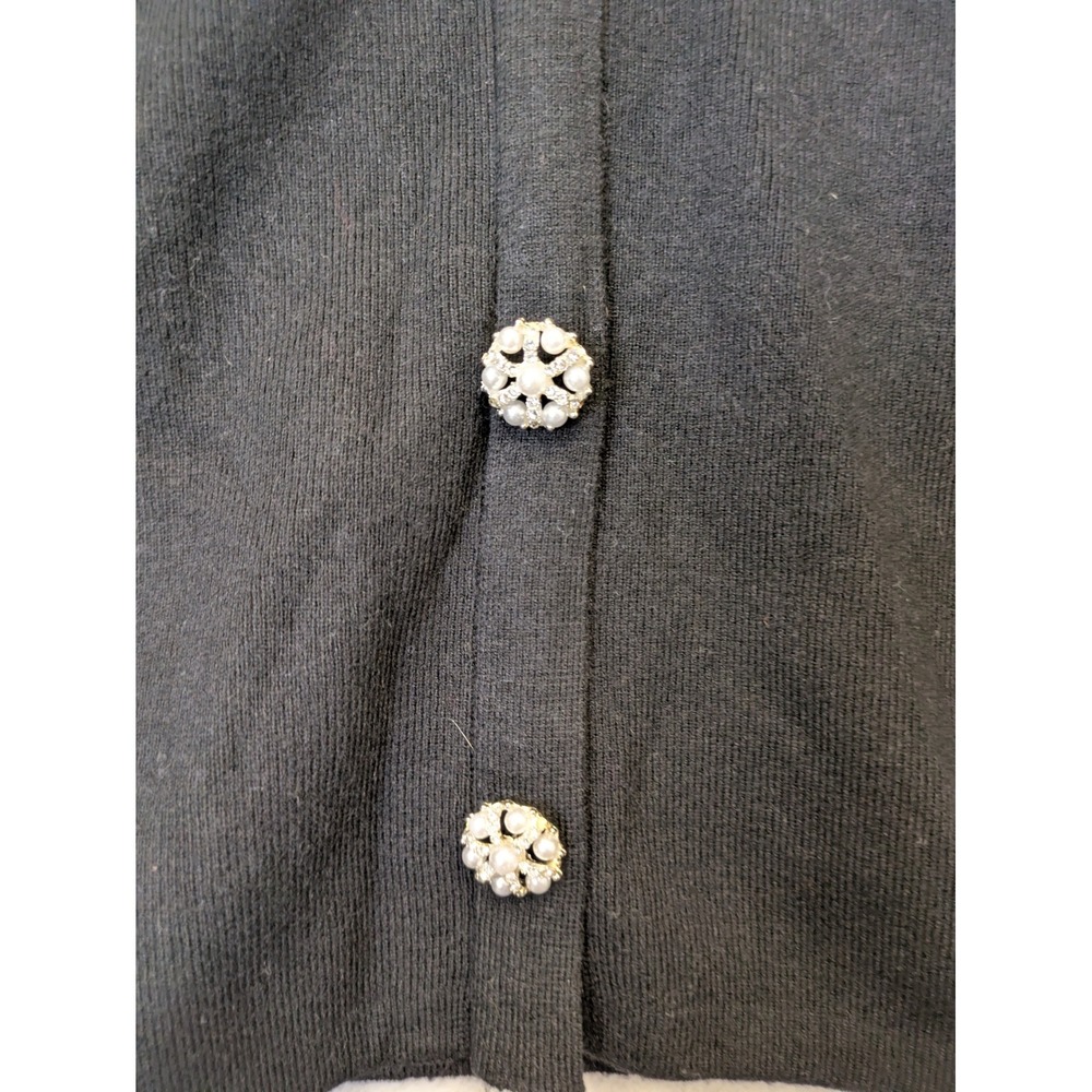 NEW Sioni Cardigan Sweater Women's L Black White Rhinestone - Picture 5 of 13